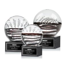 Serenity Black on Square Marble Spheres Glass Award - Glass Awards