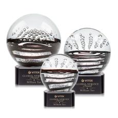 Serenity Black on Paragon Base Spheres Glass Award - Art Glass Awards