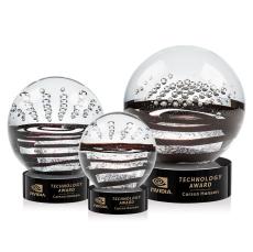 Serenity Black on Stanrich Base Spheres Glass Award - Art Glass Awards