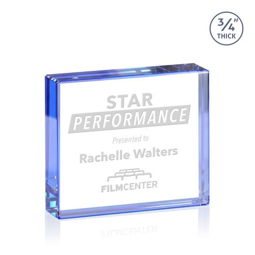 Corporate Awards - Crystal Awards - Crystal Paperweights - Verona Paperweight - Blue
