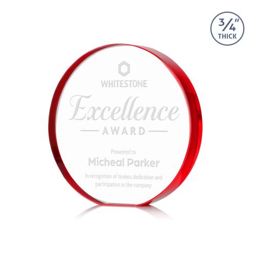 Corporate Awards - Crystal Awards - Gainsborough Red Circle Crystal Award