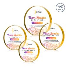 Gainsborough Full Color Gold Circle Crystal Award - Corporate Recognition Gifts