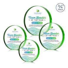 Gainsborough Full Color Green Circle Crystal Award - Corporate Recognition Gifts