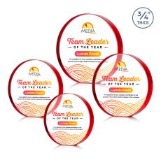 Gainsborough Full Color Red Circle Crystal Award - Employee Awards