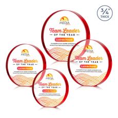 Gainsborough Full Color Red Circle Crystal Award - Corporate Recognition Gifts