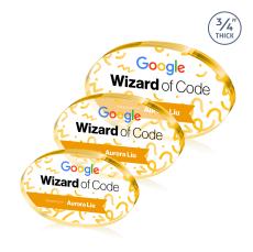 Baldus Oval Full Color Gold Circle Crystal Award - Employee Awards