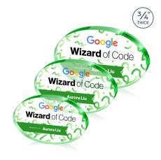 Baldus Oval Full Color Green Circle Crystal Award - Employee Awards