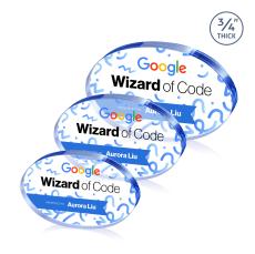 Baldus Oval Full Color Blue Circle Crystal Award - Employee Awards