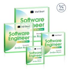 Upton Square Full Color Green Crystal Award - Crystal Awards