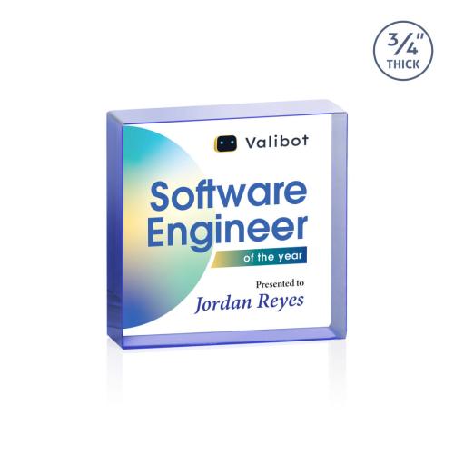 Corporate Awards - Crystal Awards - Upton Square Full Color Blue Crystal Award