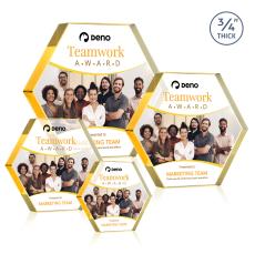 Gilford Hexagon Full Color Gold Crystal Award - Newest Additions