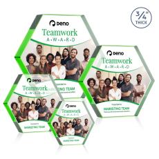 Gilford Hexagon Full Color Green Crystal Award - Corporate Recognition Gifts