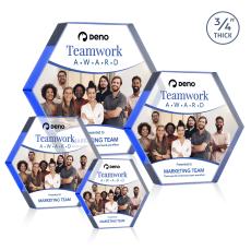 Gilford Hexagon Full Color Blue Crystal Award - Newest Additions