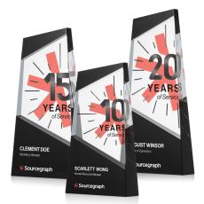 Amstel Full Color Black Obelisk Crystal Award - Crystal Pillar Awards