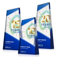 Amstel Full Color Blue Obelisk Crystal Award - Crystal Pillar Awards