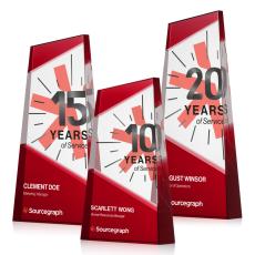 Amstel Full Color Red Obelisk Crystal Award - Sales Awards