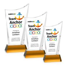 Burnett Full Color Amber on Newhaven Base Peak Crystal Award - Sales Awards