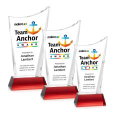 Burnett Full Color Red on Newhaven Base Peak Crystal Award - Sales Awards