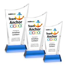 Burnett Full Color Sky Blue on Newhaven Base Peak Crystal Award - Sales Awards