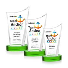 Burnett Full Color Green on Alberton Base Peak Crystal Award - Newest Additions