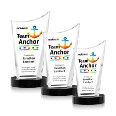 Burnett Full Color Black on Alberton Base Peak Crystal Award - Sales Awards