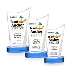 Burnett Full Color Sky Blue on Alberton Base Peak Crystal Award - Newest Additions