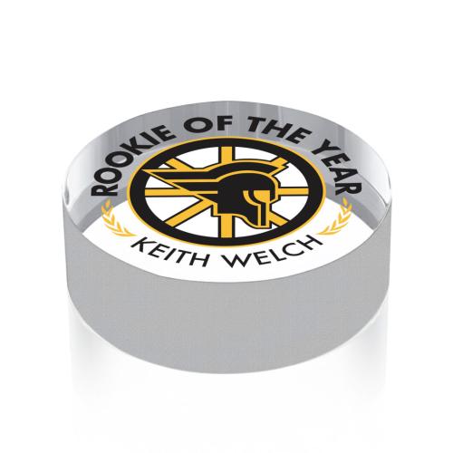 Corporate Awards - Glass Awards - Hockey Puck Full Color Circle Glass Award