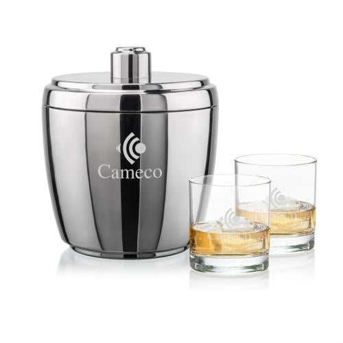 Corporate Recognition Gifts - Etched Barware - Pescara Ice Bucket & Aristocrat On-the-Rocks Set