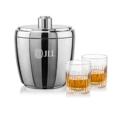 Pescara Ice Bucket & Carey On-the-Rocks Set - Etched Barware