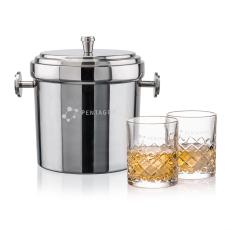 Milano Ice Bucket & Longford On-the-Rocks Set - Etched Barware