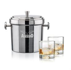 Milano Ice Bucket & Marbella On-the-Rocks Set - Etched Barware