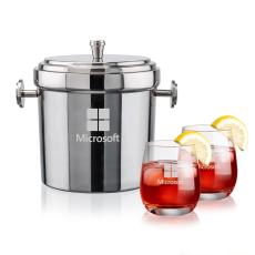 Milano Ice Bucket & Salem On-the-Rocks Set - Etched Barware