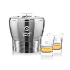 Genoa Ice Bucket & Arcadia On-the-Rocks Set - Etched Barware