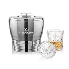 Genoa Ice Bucket & Brinkley On-the-Rocks Set - Etched Barware