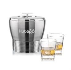 Genoa Ice Bucket & Santana On-the-Rocks Set - Etched Barware