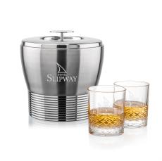Genoa Ice Bucket & Templeton On-the-Rocks Set - Etched Barware