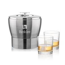 Genoa Ice Bucket & Whitlock On-the-Rocks Set - Etched Barware