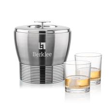 Genoa Ice Bucket & Whitlock On-the-Rocks Set - Etched Barware