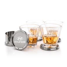 Baldoni Coasters & Arrellano On-the-Rocks Set - Etched Barware
