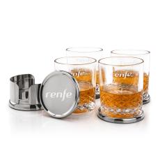 Baldoni Coasters & Templeton On-the-Rocks Set - Etched Barware