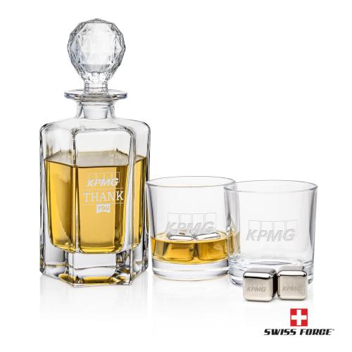 Corporate Recognition Gifts - Etched Barware - Govenor Decanter Set & Ice Cubes
