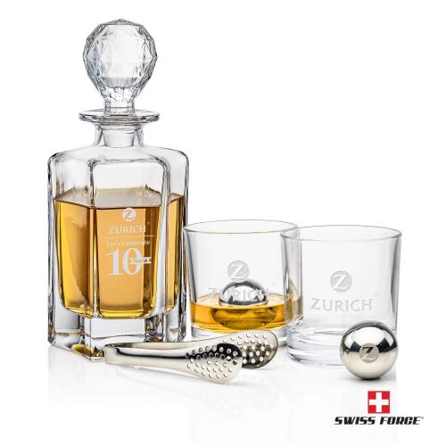 Corporate Recognition Gifts - Etched Barware - Govenor Decanter Set & Ice Balls