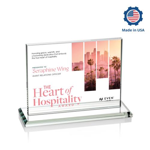 Corporate Awards - Crystal Awards - Emperor Full Color Made in USA (Horiz) Rectangle Crystal Award