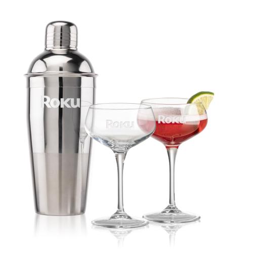 Corporate Recognition Gifts - Etched Barware - Catania Shaker & Mixology Cocktail Set