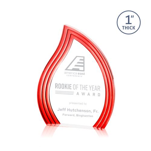Corporate Awards - Crystal Awards - Crystal Flame Awards - Tidworth Blaze Red Flame Acrylic Award