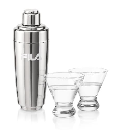 Corporate Recognition Gifts - Etched Barware - Pescara Shaker & Brisbane Martini Set