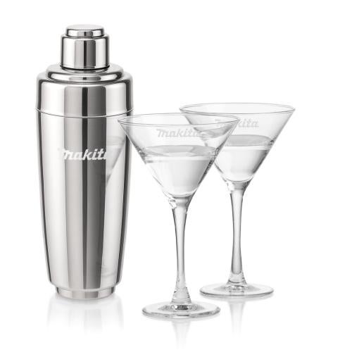 Corporate Recognition Gifts - Etched Barware - Pescara Shaker & Connoisseur Martini Set
