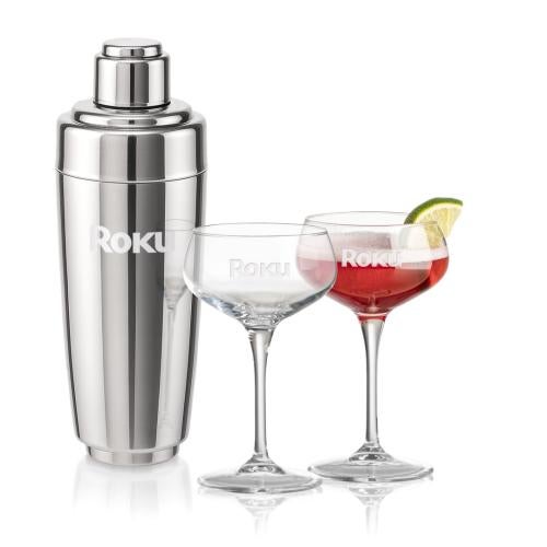 Corporate Recognition Gifts - Etched Barware - Pescara Shaker & Mixology Cocktail Set