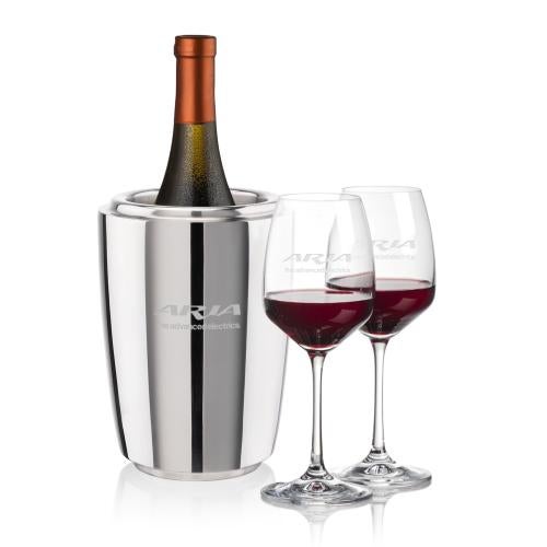 Corporate Recognition Gifts - Etched Barware - Pescara Wine Cooler & Oldham Wine Set