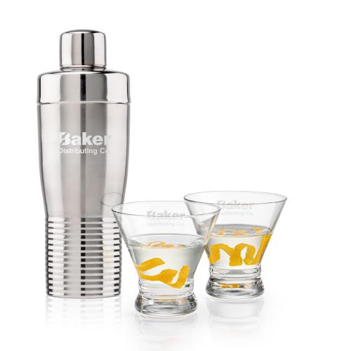 Corporate Recognition Gifts - Etched Barware - Genoa Shaker & Rideau Martini Set
